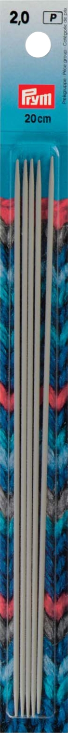Strumpfstricknadeln ALU 20 cm 2,00 mm grau