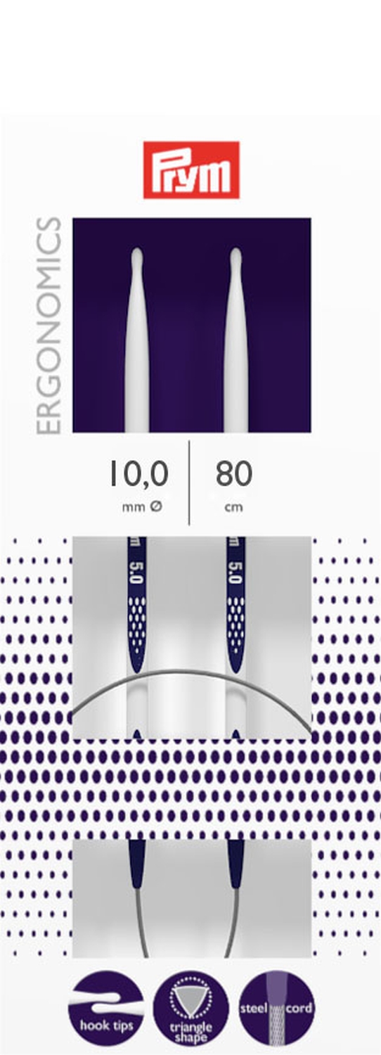 Rundstricknadel 10mm ERGONOMICS 80cm