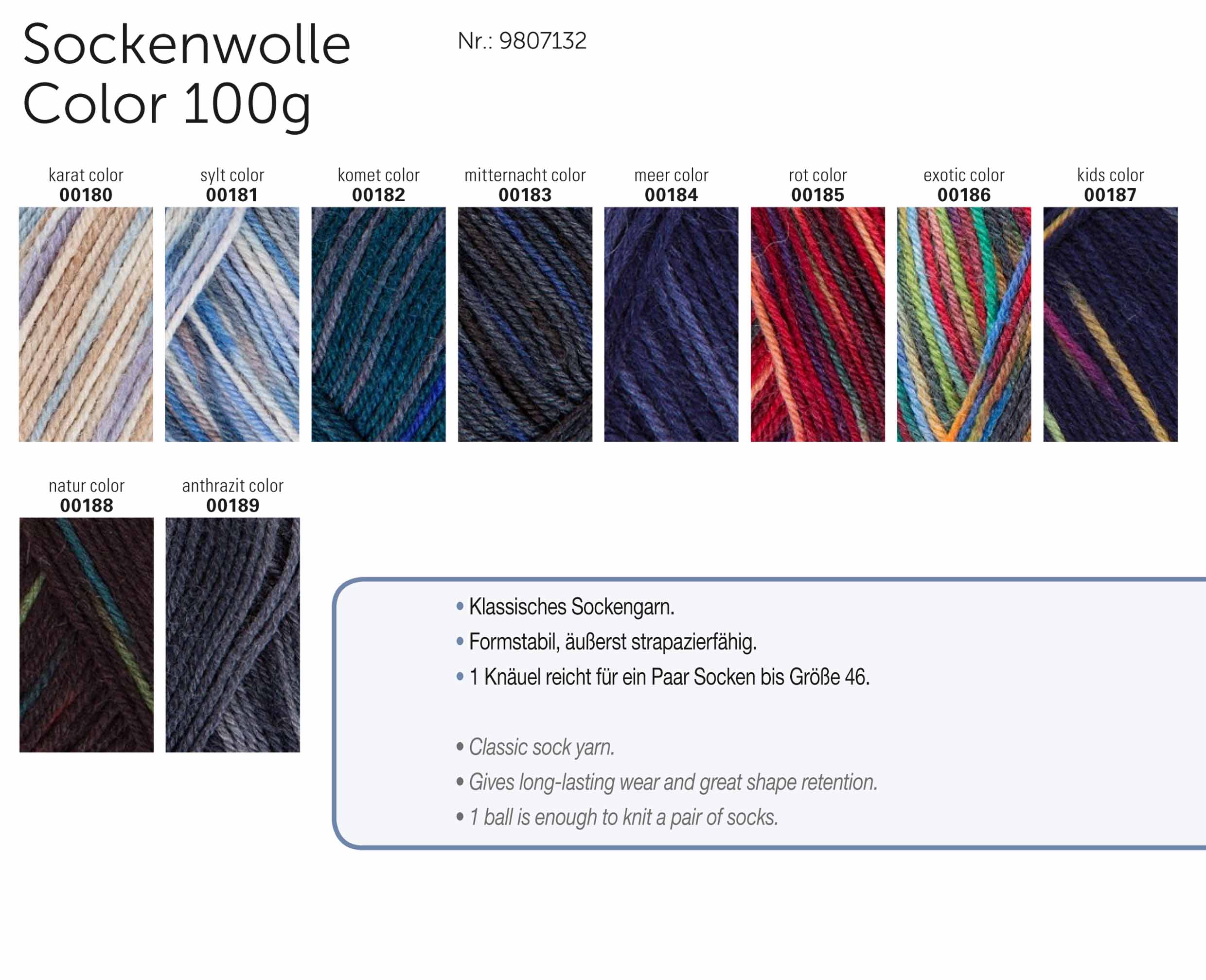 Schachenmayr Sockenwolle Color 100g