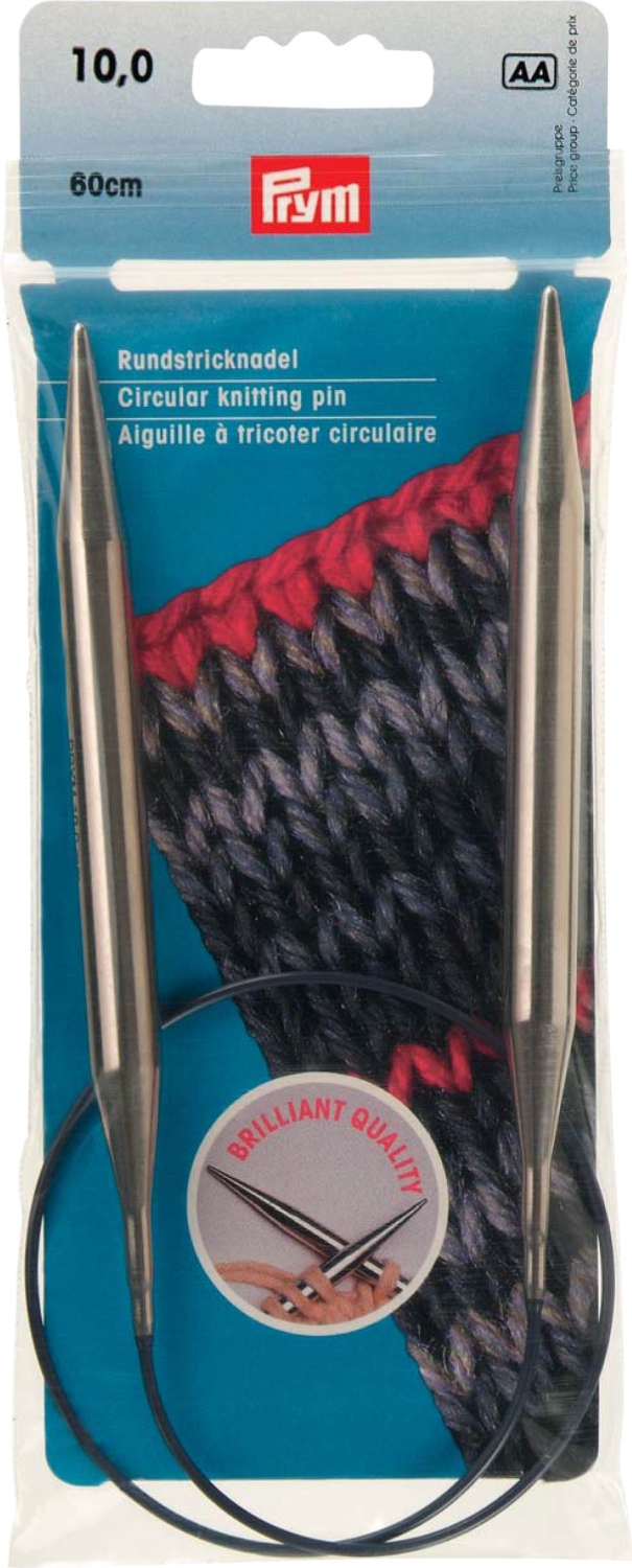 Rundstricknadeln MS 60 cm 10,00 mm silberfarbig