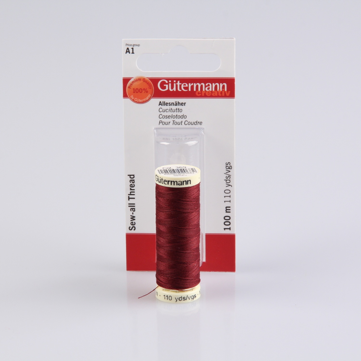 Gütermann Allesnäher 100m, Farbe 369 weinrot - SB
