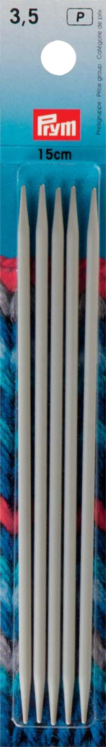 Strumpfstricknadeln ALU 15 cm 3,50 mm grau