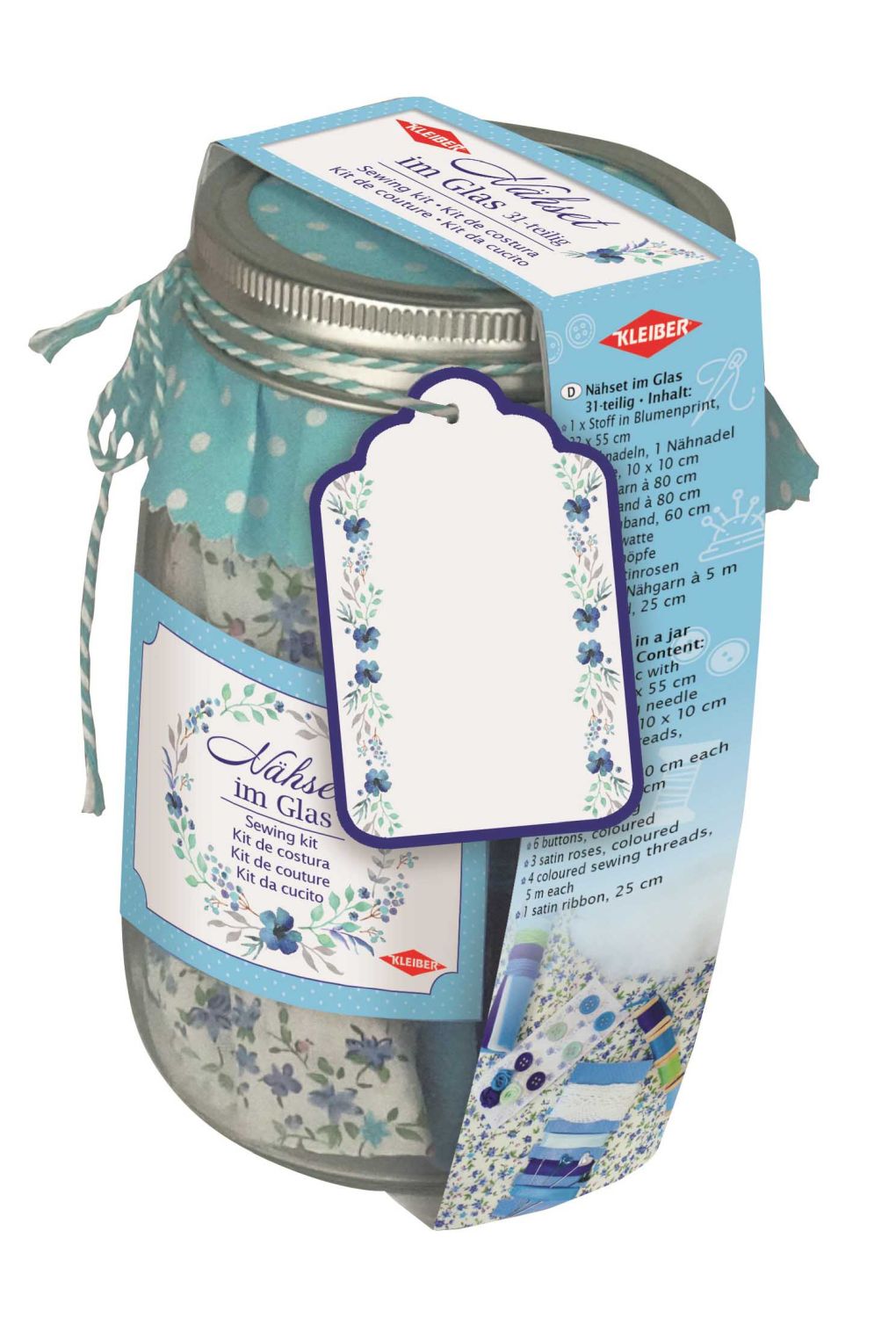 Kleiber Nähset im Glas, blau