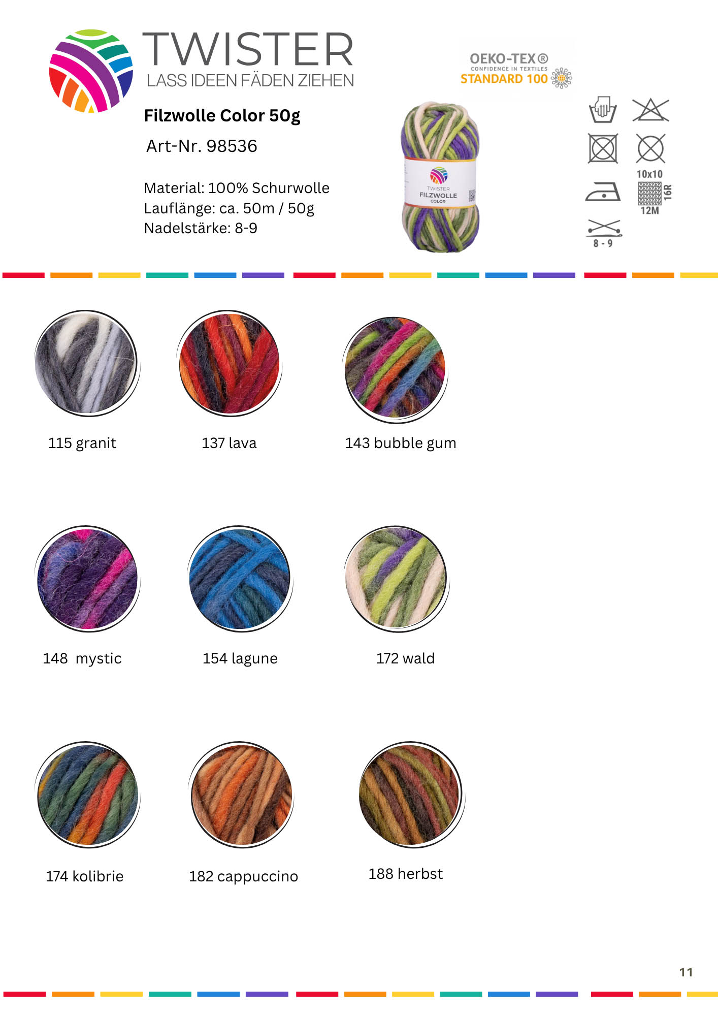 Twister Filzwolle Color 50g