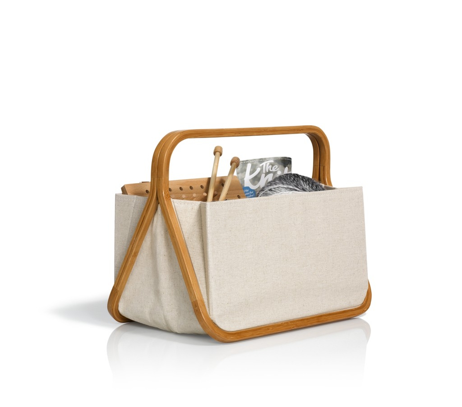 Prym Fold & Store Basket "Canvas & Bamboo" in Natur